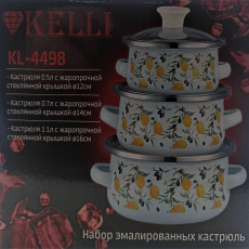 Набор эмалированных кастрюль 6 предметов KL-4498 (1x12)